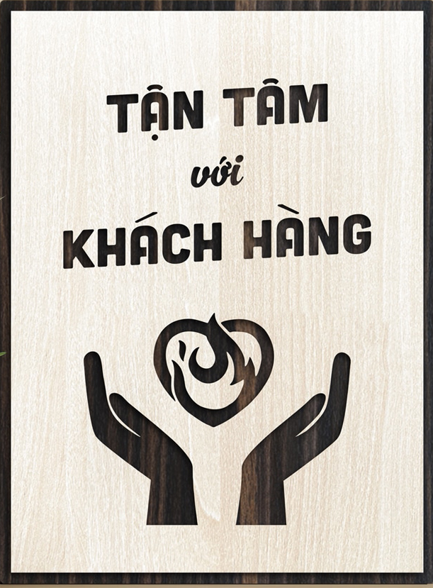 Tranh khẩu hiệu công ty LEVU134 “Tận tâm với khách hàng”